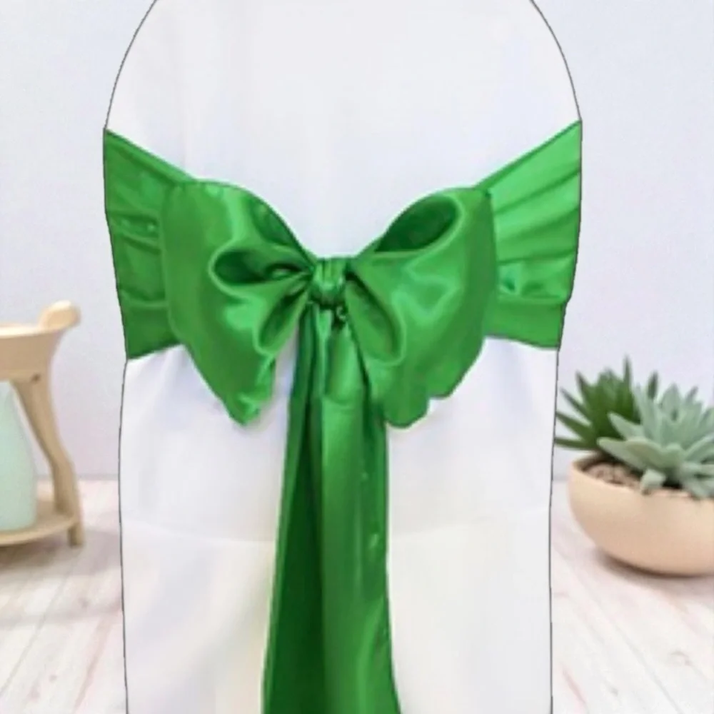 Lot of 5 Green Satin Table Runners – 12” x 108”